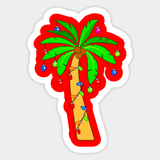 Tropical Palm Tree Decorated for Christmas Sticker